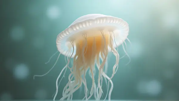Close-Up Of Pale Bell-Shaped Gelatinous Creature