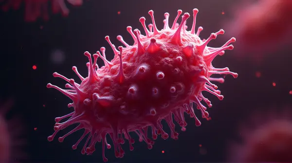 Close-Up Red Purple Microorganism On Dark Background