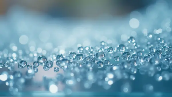 Close-Up Shimmering Beads On Transparent Surface