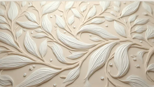 Close-Up Silvery Beige Foliage Fabric Design