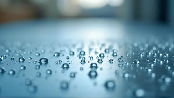 Close-Up Of Small Droplets On Smooth Pane