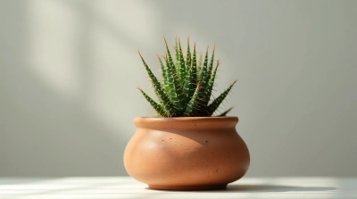 Close-Up Of Spiky Succulent In Earthenware Pot