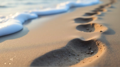 Close-Up Textured Sand Patterns At Ocean Edge