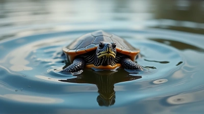 Close-Up Turtle Shell Texture With Rippling Reflections