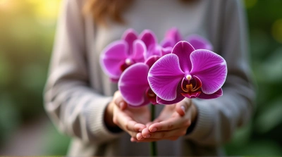 Close-Up Vibrant Magenta Phalaenopsis Orchid Garden