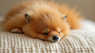 Close-Up Warm Animal Fur On Pale Woven Fabric