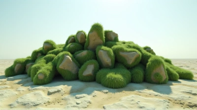 Cluster Of Green Textured Rocks Under Bright Sky
