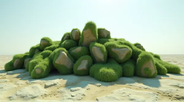 Cluster Of Green Textured Rocks Under Bright Sky