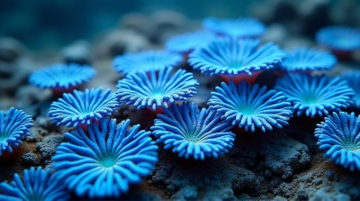 Clustered Coral Formations On Jagged Rocks