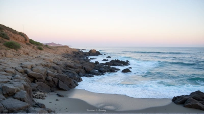 Coastal Stone Formations With Calm Water Panorama