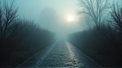 Cobblestone Lane With Misty Morning Ambiance