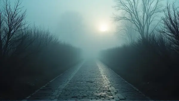 Cobblestone Lane With Misty Morning Ambiance
