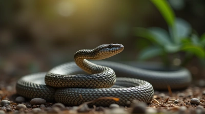 Coiled Venomous Snake Ready to Strike