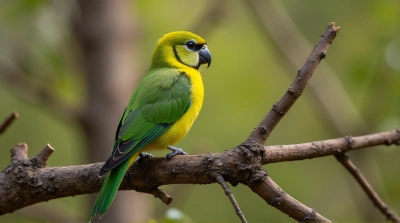 Colorful Bird Perched On Chestnut Tree Branch