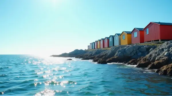 Colorful Coastal Houses On Rugged Headlands