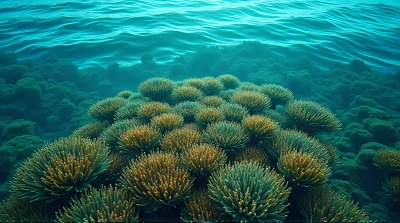 Colorful Coral Cluster In Clear Water Surface