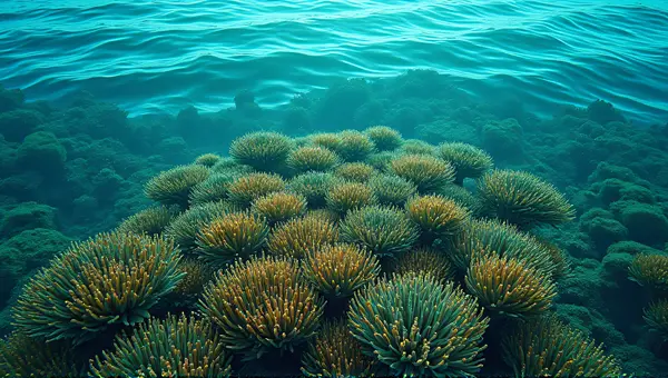 Colorful Coral Cluster In Clear Water Surface