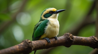 Colorful Exotic Bird Resting On Wood Limb