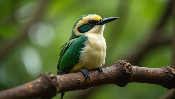 Colorful Exotic Bird Resting On Wood Limb