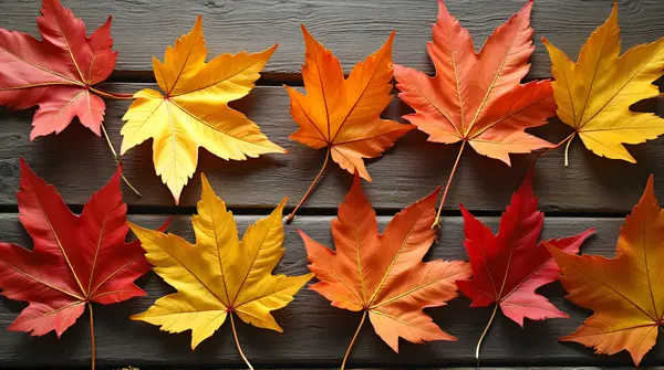 Colorful Fallen Leaves Spread On Surface