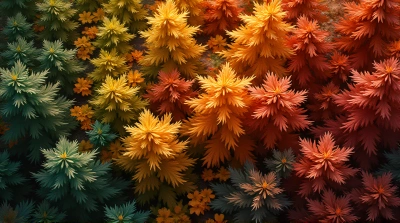 Colorful Foliage Cluster With Textured Leaves