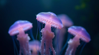 Colorful Gelatinous Sea Creatures Close-Up