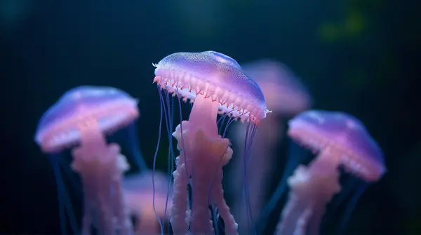 Colorful Gelatinous Sea Creatures Close-Up