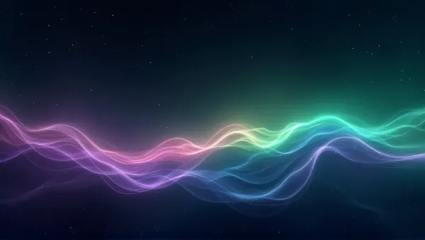 Colorful Green And Purple Light Ribbons In Space