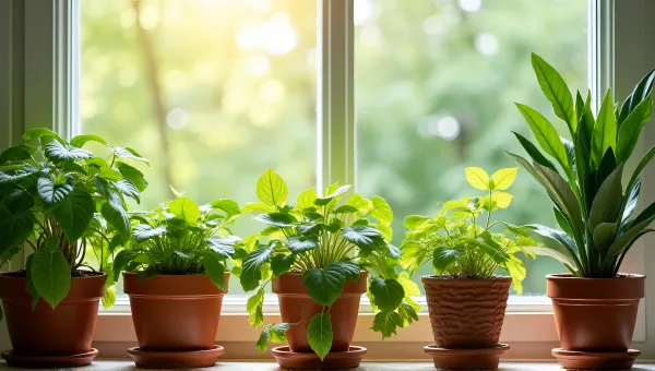 Colorful Leafy Potted Plants On Bright Windowsill