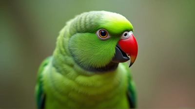 Colorful Parakeet Close-Up With Sharp Eye Focus