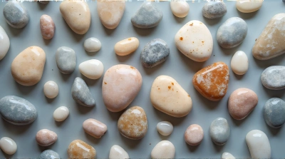 Colorful Pebbles Scattered On Reflective Surface