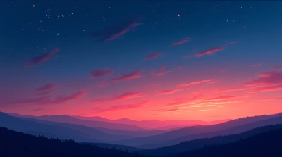 Colorful Twilight Sky Over Rolling Hills