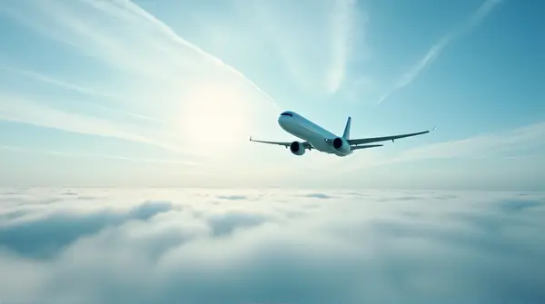 Commercial Jet In Flight With Vapor Trails