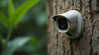Compact Surveillance Camera On Rustic Surface