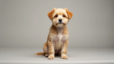 Compact Tan Dog With Cream Coat Studio Portrait