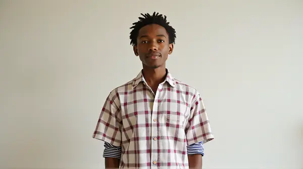 Confident Figure In Checkered Button-Up Shirt