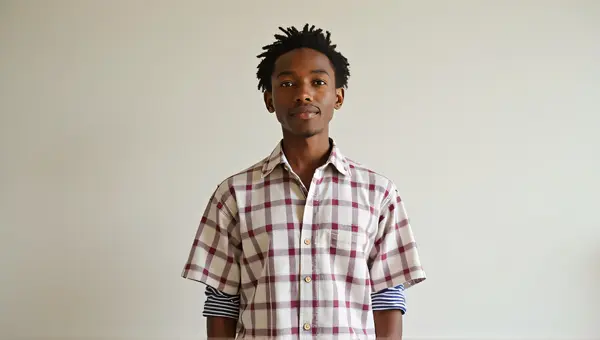 Confident Figure In Checkered Button-Up Shirt