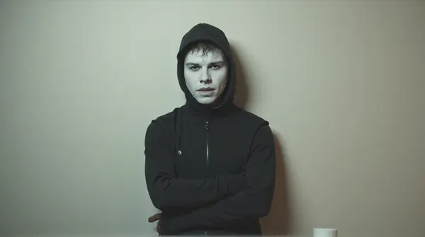Confident Pose With Arm Akimbo And Mask