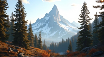 Coniferous Trees Surrounding Towering White Peak
