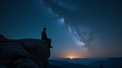 Contemplative Individual Viewing Celestial Constellations