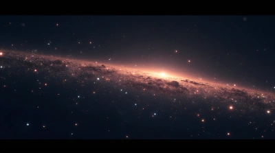 Cosmic Galaxy Band Stretching Across Space