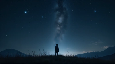 Cosmic Sky View From Grassy Hilltop