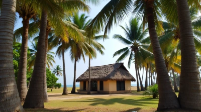 Cozy Cabin Among Palm Trees With Green Fronds