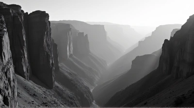 Craggy Cliffs With Sharp Ridges In Black And White