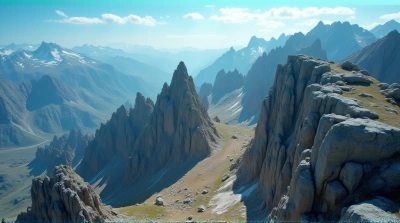 Craggy Highlands With Jagged Terrain Under Clear Sky