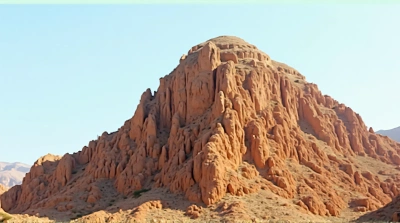 Craggy Peak in Sunlight Against Blue Sky