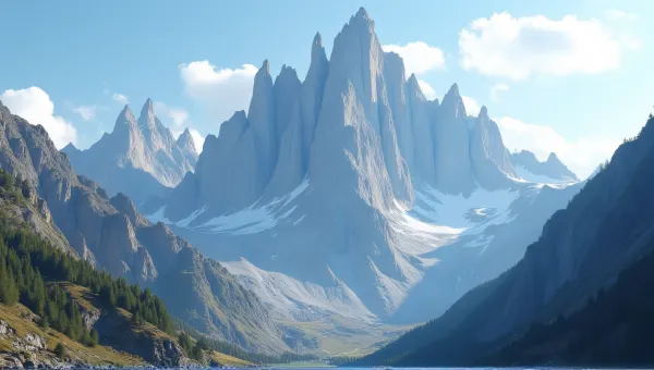 Craggy Rocky Peaks Under Clear Blue Sky
