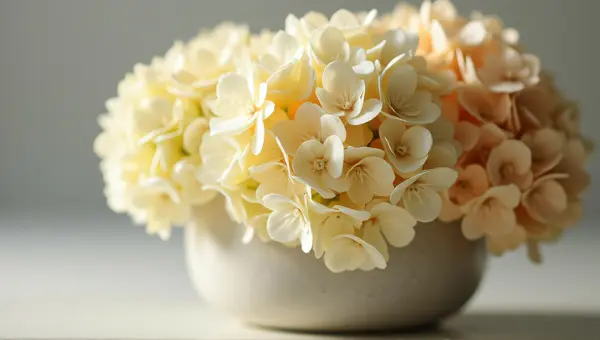 Cream And Tan Floral Arrangement In Ceramic Vase