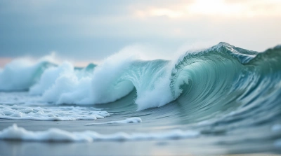 Cresting Sea Swell With Foam Patterns