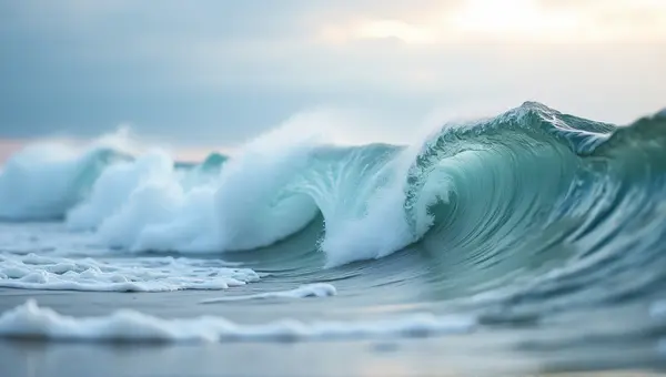 Cresting Sea Swell With Foam Patterns